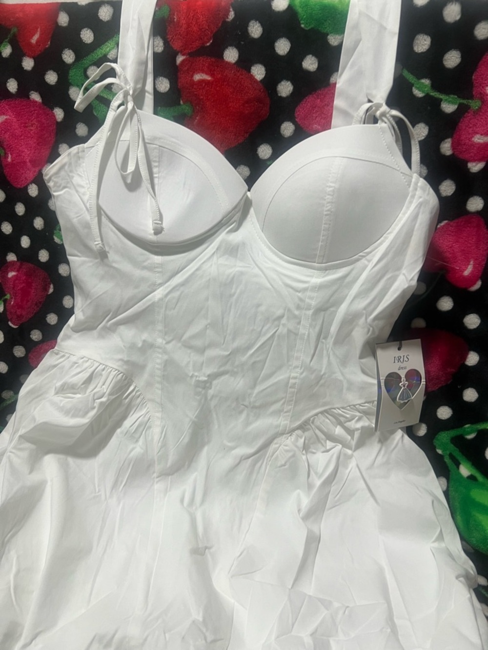iris White Padded Bustier Chemise with Tie-Straps